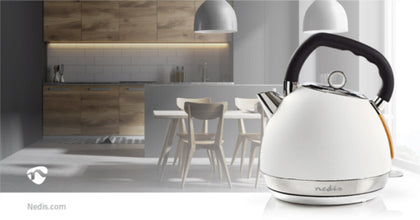NEDIS | Electric Kettle 1.8ltr Soft-Touch Rotatable 360 degrees White | KAWK520EWT