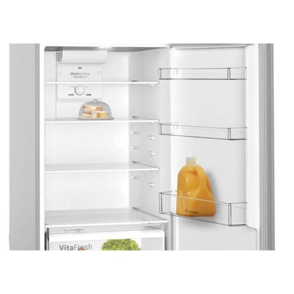 BOSCH | Serie 4 550Ltrs Free-Standing Fridge with Freezer at Top 186x70cm Stainless Steel Look | KGN55VL20M