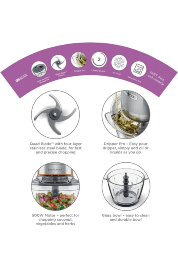 KENWOOD | Glass Chopper 500W With 1.2 Ltr Glass Bowl CHP62.400SI | TE0205025