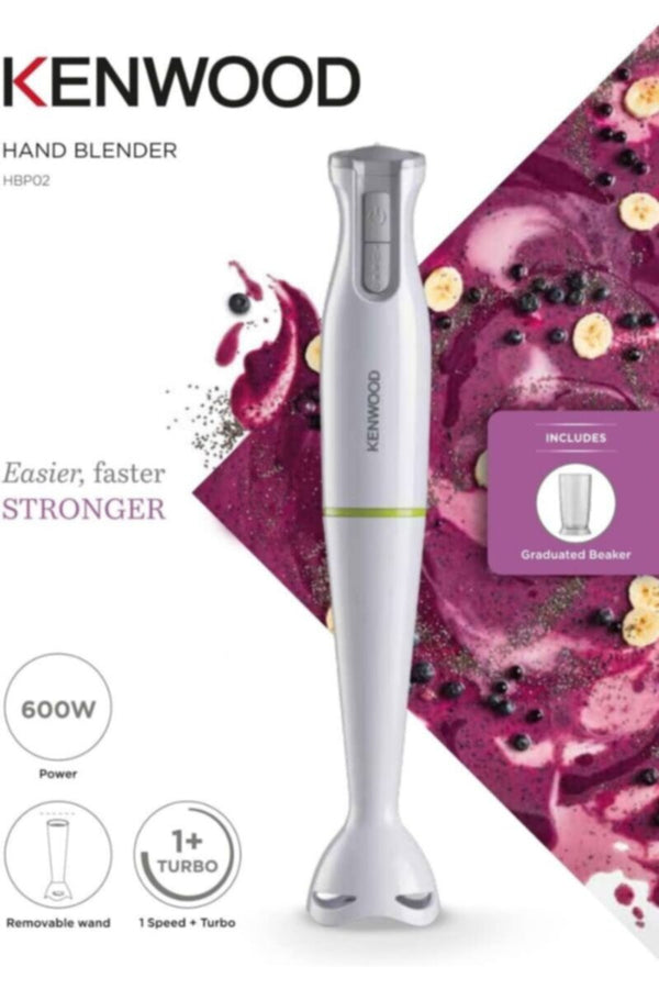 KENWOOD | Hand Blender 600W Stick Blender with Graduated Beaker HBP02.001WH White | TE0203959