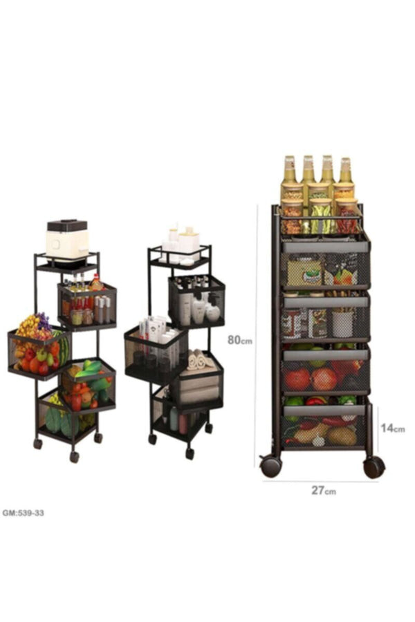 Kitchen Storage Rack-Rotating 4 Layers Shelf | 539 33