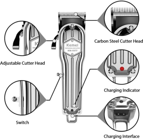 KEMEI | Professional Hair Clipper Silver | KM-1977