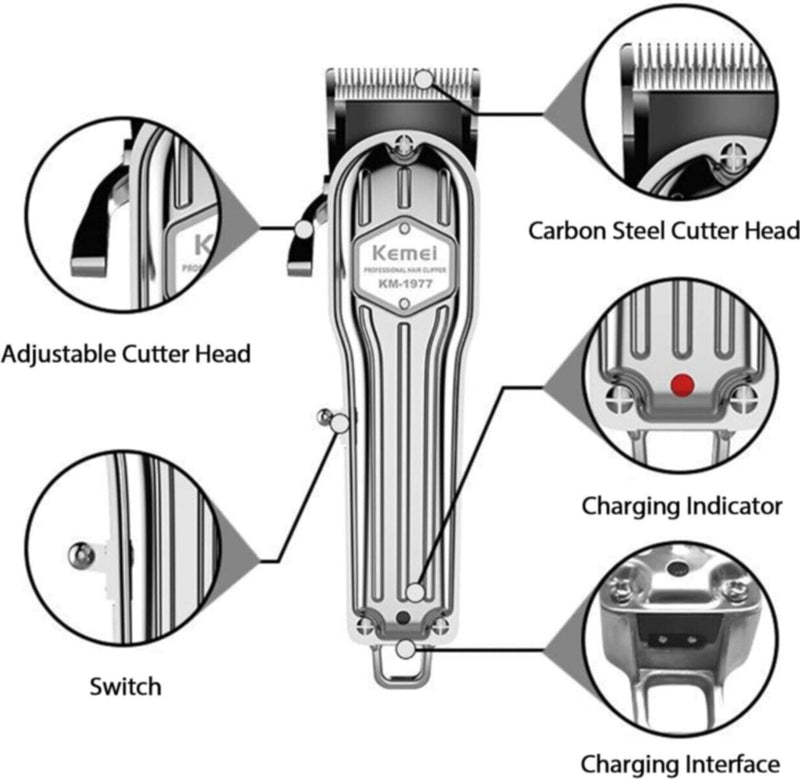KEMEI | Professional Hair Clipper Silver | KM-1977