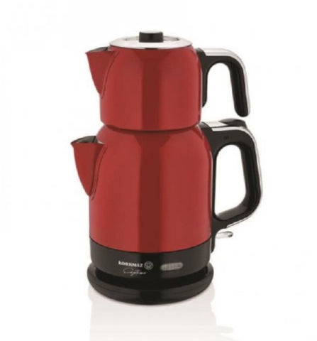 KORKMAZ | Caytema Electric Tea Pot Set Red/Chrome | KO-A331-05