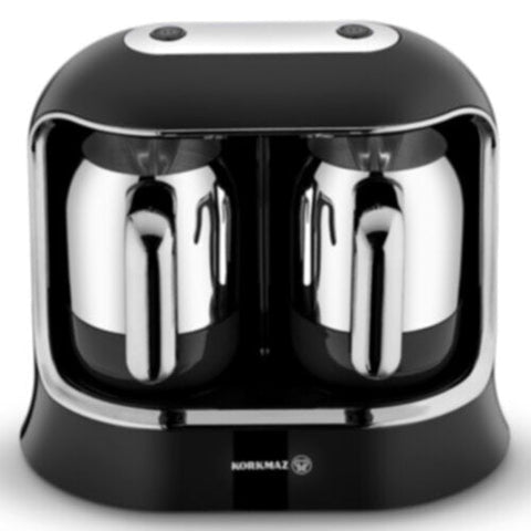 KORKMAZ | Kahvekolik Twin Coffee Machine Black/Chrome | KO-A861-01