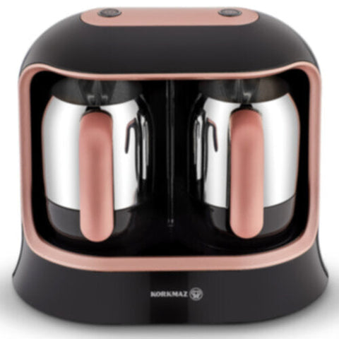 KORKMAZ | Kahvekolik Twin Coffee Machine Black/Rosegold | KO-A861-02