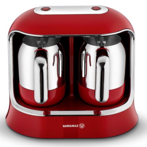 KORKMAZ | Kahvekolik Twin Coffee Machine Red/Chrome | KO-A861