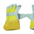 Hand Gloves Leather Yellow Grey