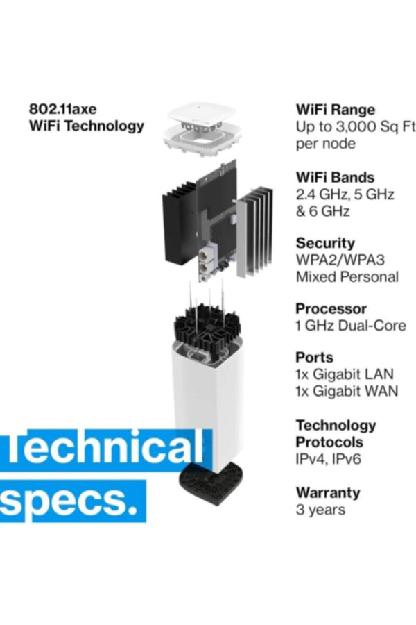 LINKSYS | Velop Pro 6E Mesh Wifi 6E Triâ€‘Band System-1 Pack | MX6201-ME
