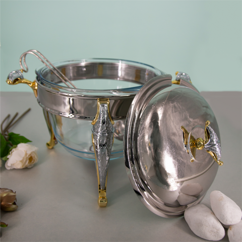 GENERIC | Malaika Gold Round Soup  Warmer With Ladle  4 Qts | H2513059