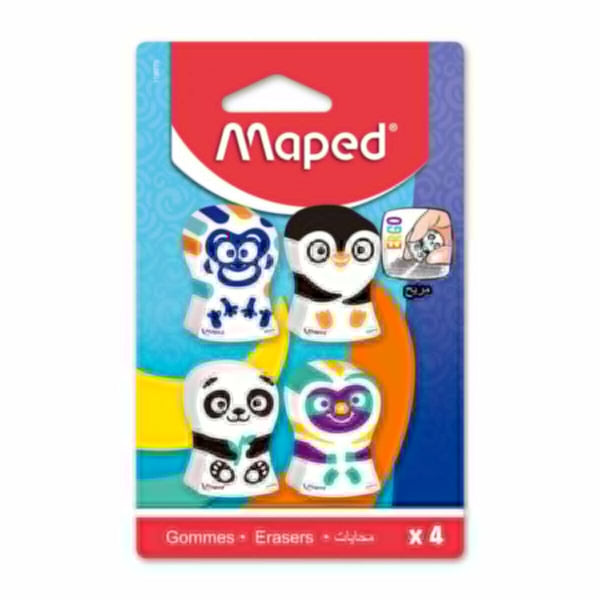 MAPED | Ergo Fun Eraser Assorted Colors Pack of 4 Pcs | MD-119079