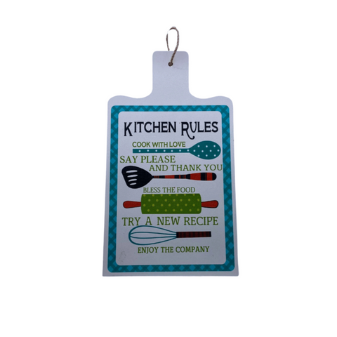 Kitchen Rules Wooden Wall Board - Blue | MGS-034
