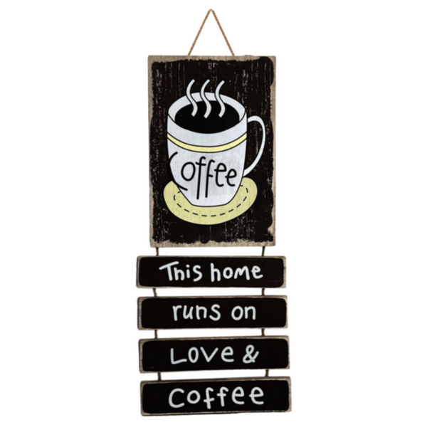 Coffee Rustic Wooden Hanging Wall Board - Black | MGS-036