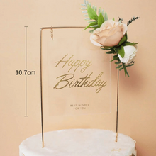 Happy Birthday Flower Cake Topper Decoration - Square | MGS-059