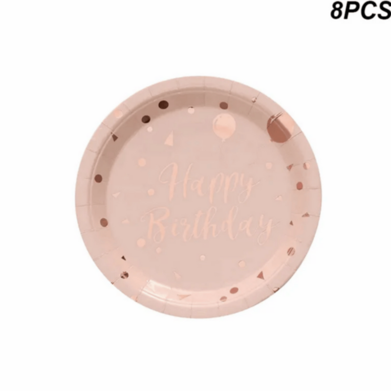 Happy Birthday Rose Gold Party Decorations 78Pcs | MGS-064