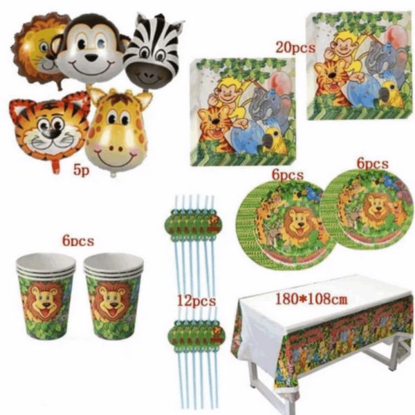 Jungle Animals  Birthday Party Decoration 56Pcs | MGS-068