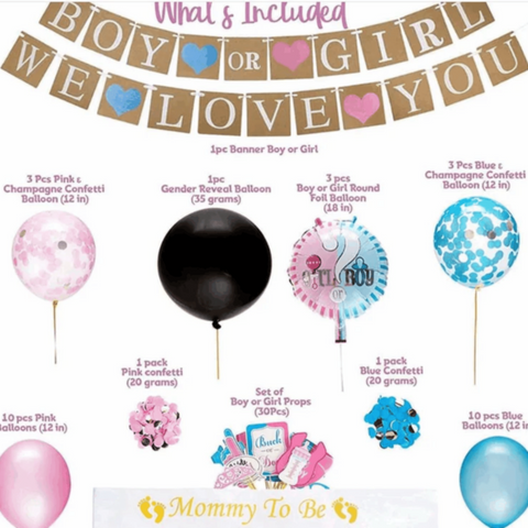 Gender Reveal A Party Decoration Boy or Girl 75Pcs | MGS-075