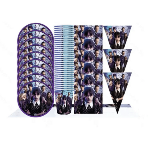 Wednesday Theme Birthday Party Decorations MINI Set 61Pcs | MGS-088