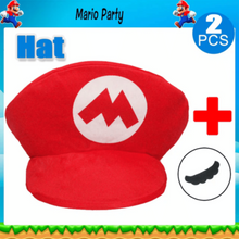Mario Bros Baseball Cap with Mustache for Birthday Party (Red) | MGS-092