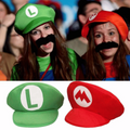 Mario Bros Baseball Cap with Mustache for Birthday Party (Red) | MGS-092