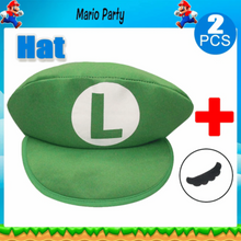 Mario Bros Baseball Cap with Mustache for Birthday Party (Green) | MGS-093