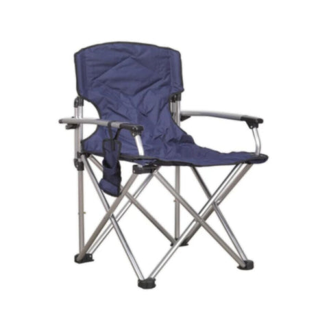 Aluminum Framed Folding Beach Chair with Side Pocket Blue