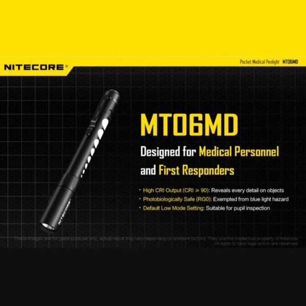 NITECORE | LED Medical Pen Light Flashlight 180 Lumens (Without Battery) | MT06MD