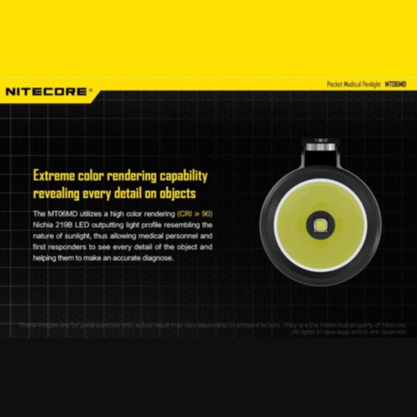 NITECORE | LED Medical Pen Light Flashlight 180 Lumens (Without Battery) | MT06MD