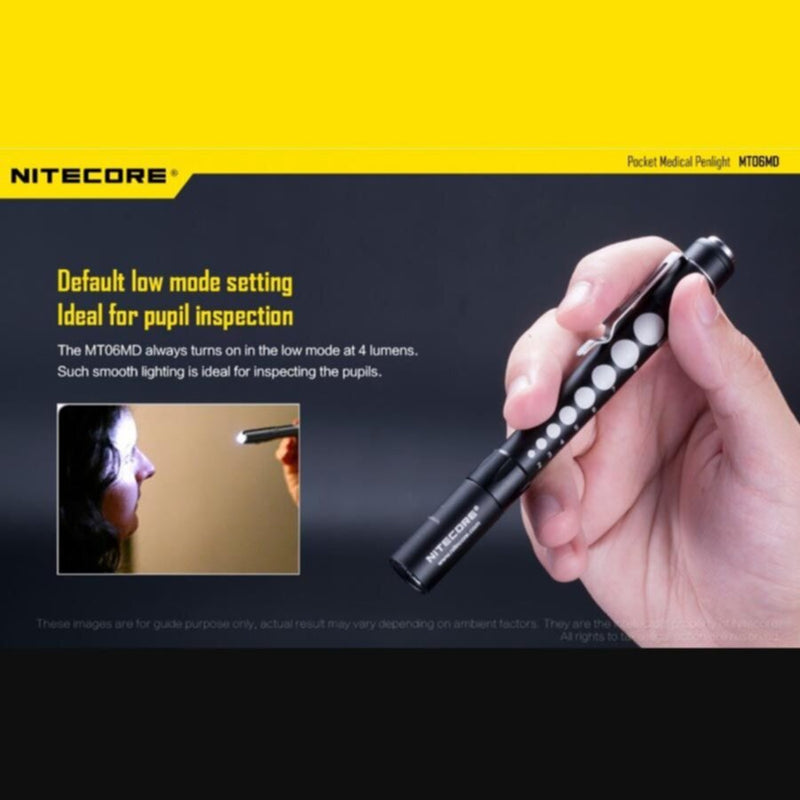 NITECORE | LED Medical Pen Light Flashlight 180 Lumens (Without Battery) | MT06MD