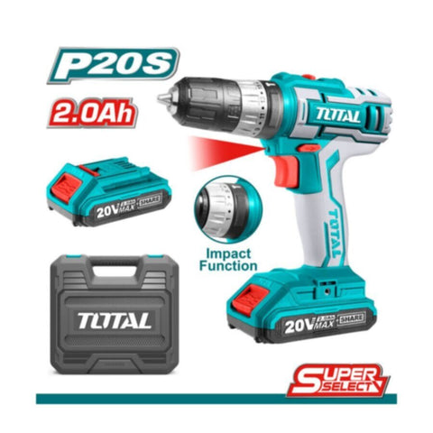 TOTAL | Cordless Impact Drill Li-Ion 20V / 2Ah / 45Nm | TIDLI200215