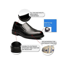 JACKBAGGIO | Men's Black Slip-On Oxford Work Shoe | 8815