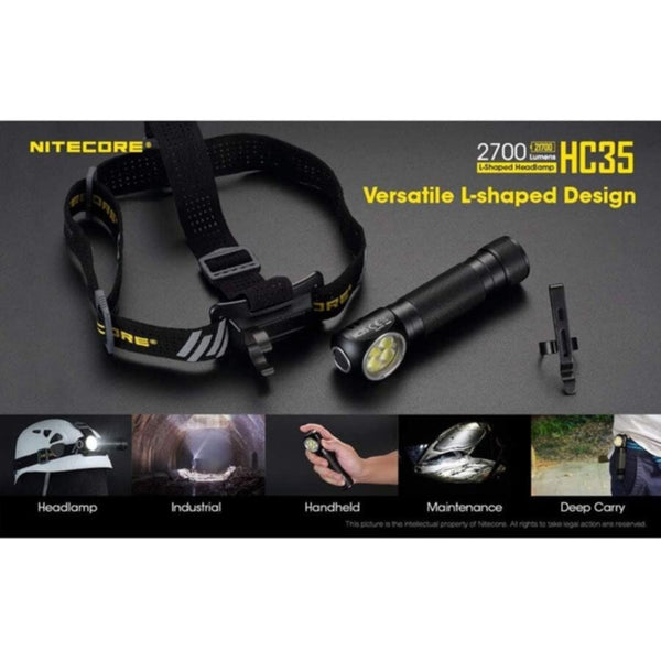 NITECORE | USB Rechargeable L-Shape Detachable Headlamp Flashlight with 21700 Lumen (With Battery) | HC35
