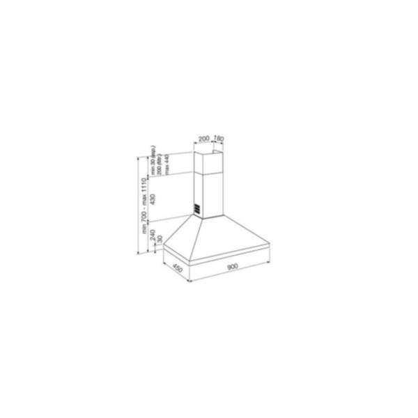 GLEM GAS | Wall Cooker Hood 90 Cm | GHP940IX