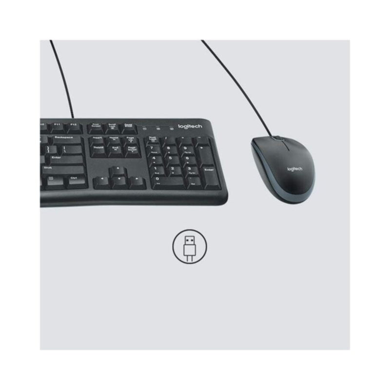 LOGITECH | Corded Desktop Keyboard And Mouse COMBO Black | MK120