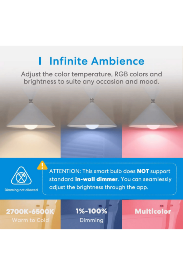 MEROSS | Smart Wi-Fi Led Bulb With RGBW E27 (1 Pack) | MSL120HK