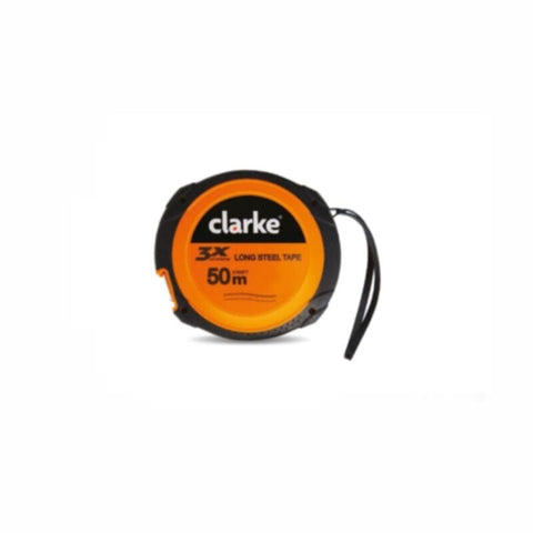 CLARKE | Closed Measuring Tape 30mtr Orange/Black Color Rubber Body Yellow Color Tape with Rewind Mechanism  | MT30C