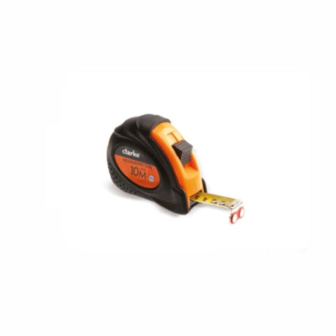 CLARKE | Measuring Tape 10mtr Orange/Black Color Rubber Body Yellow Color Tape with Power Lock Mechanism  | MT10PLC