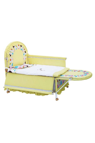 Multifunctional Baby Bed Crib With Mosquito Net Yellow | 293 5