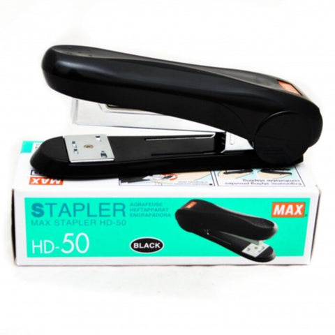 MAX | Flat-Clinch Half-Strip Standard Stapler, 23 Sheet Capacity Black | MX-HD-50-BK