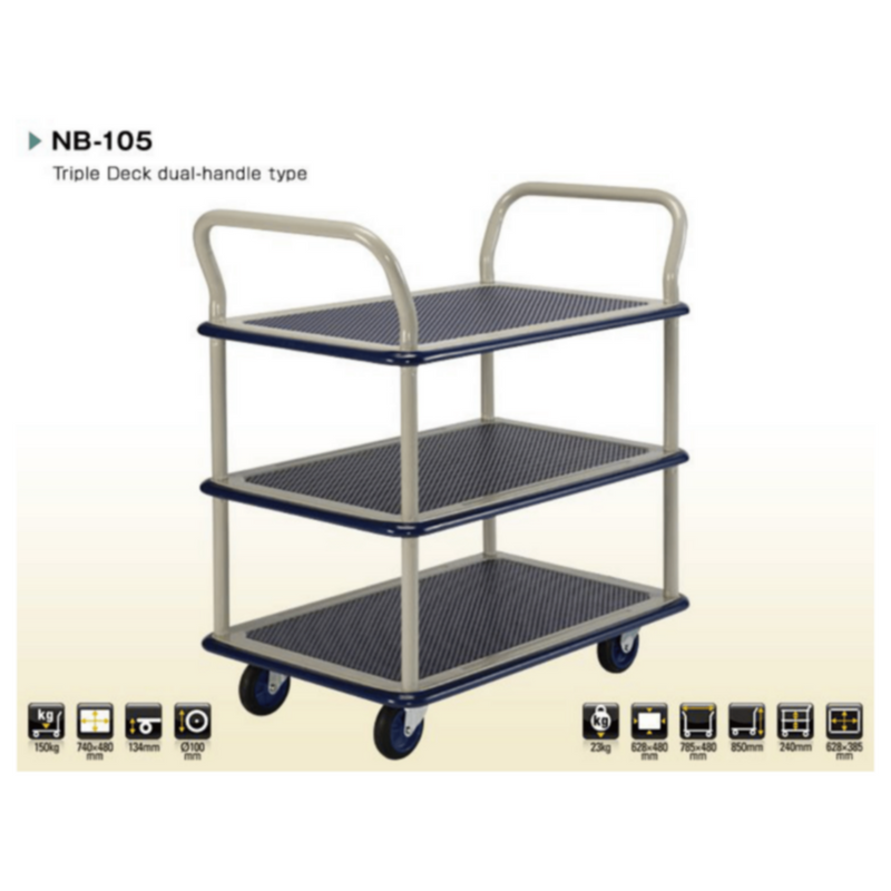 PRESTER | 3 Shelve 150kg Trolley Dual Handle Type | NB-105-4
