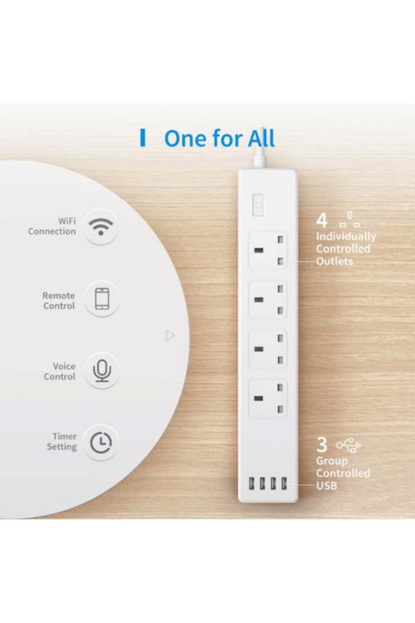 MEROSS | Smart Wi-Fi Surge Protector 4 Ac + 4 Usb Ports | NY425FHK