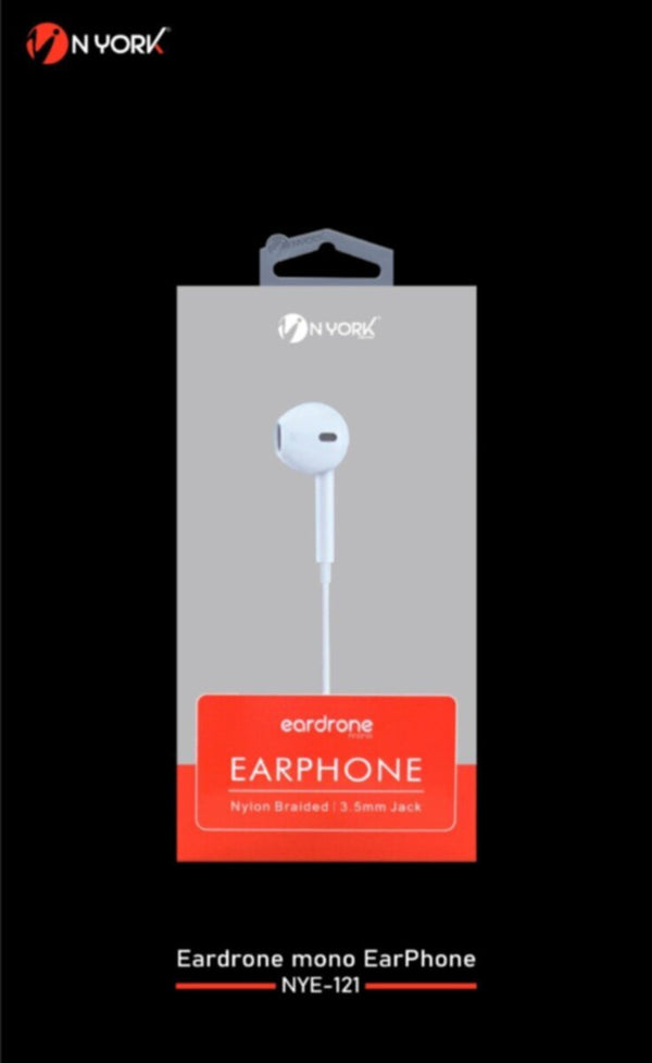NYORK | Eardrone Mono Earphone Nylon Braided 3.5Mm Jack | NYE-121