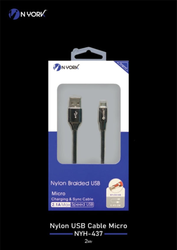 NYORK | Nylon Braided USB Micro Charging & Sync Cable 2M  | NYU-437