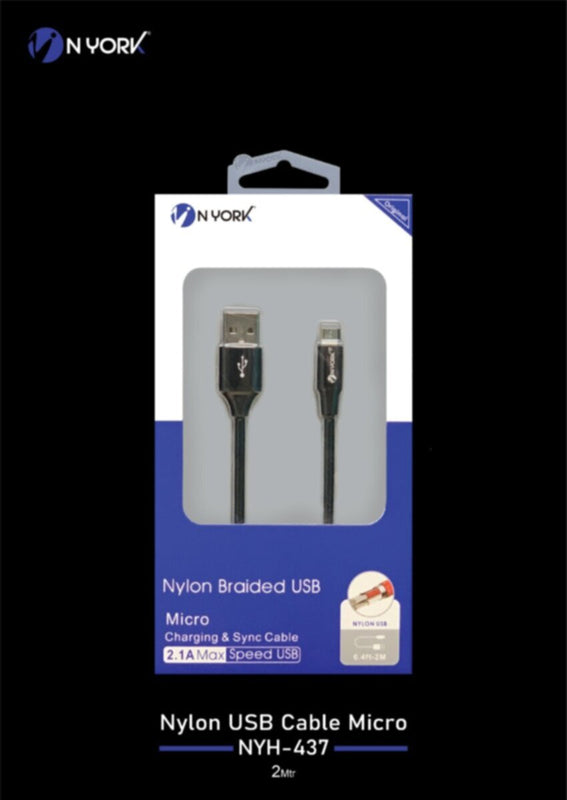NYORK | Nylon Braided USB Micro Charging & Sync Cable 2M  | NYU-437