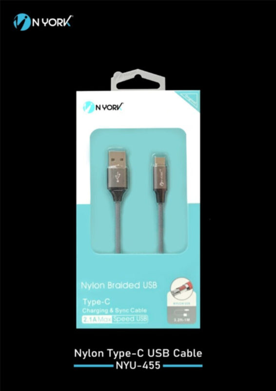 NYORK | Nylon Braided USB Type-C Charging & Sync Cable | NYU-455