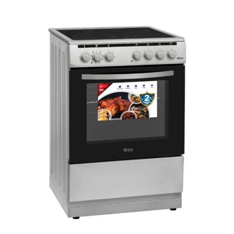 ORYX | 60x60 Vitro Ceramic cooker in silver 65ltr Oven | OCCF60VPLEL