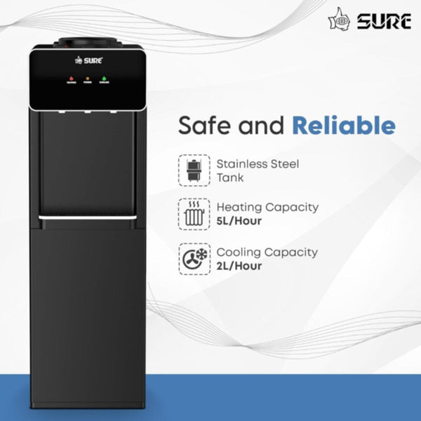 SURE | 3 Tap Top Loading Water Dispenser with SS Cabinet | OUDIS-B5