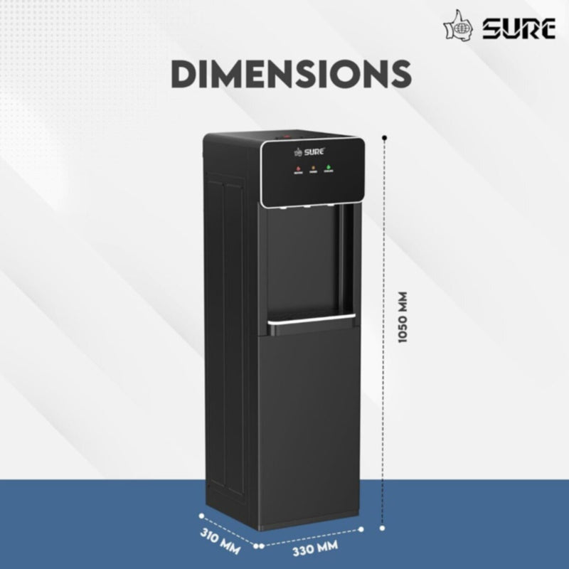SURE | 3 Tap Bottom Loading Water Dispenser 5Ltrs Black | OUDIS â€“ B7