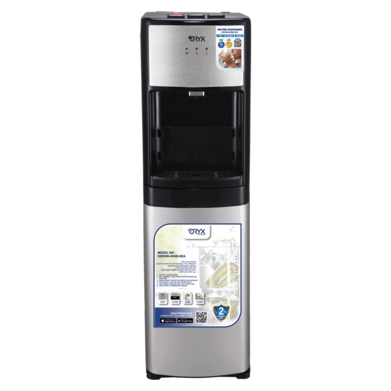 ORYX | Hot, Cold & Normal Bottom Load Water Dispenser 3 Tap Silver | OXDDW-4HSB-GEA