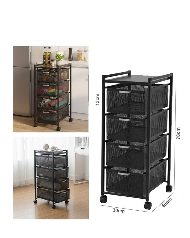 4-Tier Rolling Metal Organizer Storage Rack | 539-33-5